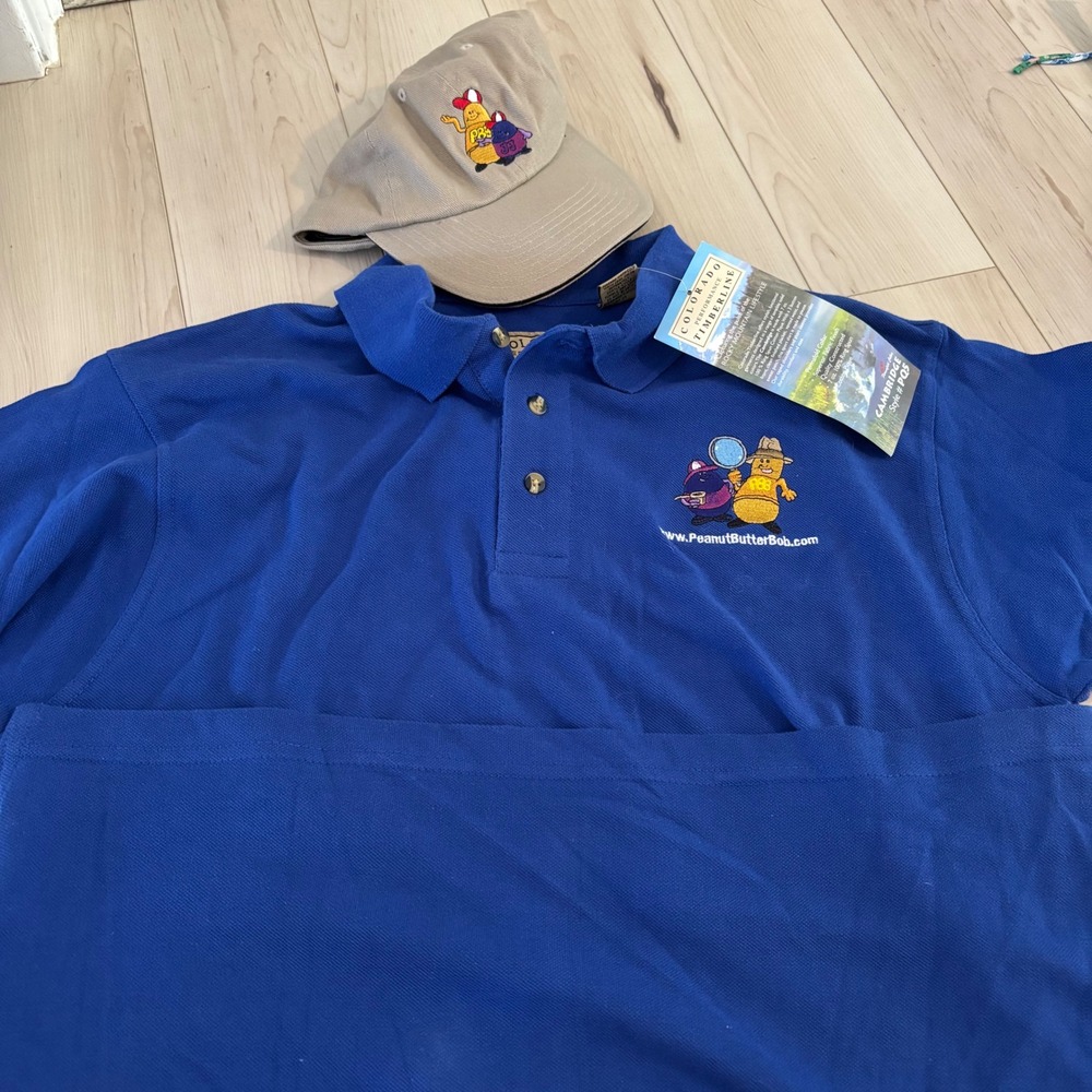 NWT Vintage Colorado‎ Timberline Peanut Butter Bob Polo Shirt and Hat Set